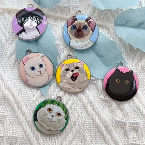 Party Supplies - 10 個漫画動物猫エナメルジュエリー作りかわいいぶら下げイヤリングペンダントネックレス DIY キーホルダー手芸用品