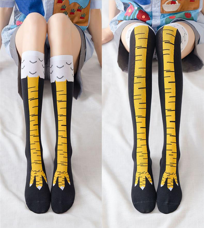 Funny Chicken Leg Socks - 1/2paris 男性面白い 3D チキンソックスオーバーニー薄い脚ロングストッキング通気性ハイチューブソックス春秋男性靴下