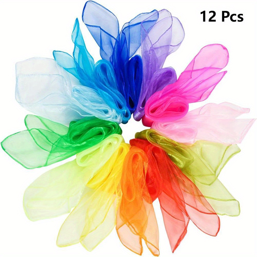 Magic Tricks - 10 個/12 個新スタイルスクエアジャグリングシルクダンススカーフ手品パフォーマンス小道具アクセサリー運動スカーフ