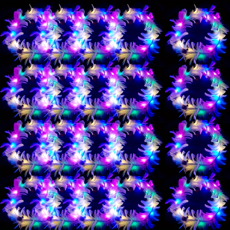 Glow In The Dark Party Glasses - LEDフェザーリースクラウンヘッドバンド、ライトアップヘッドバンド、発光ヘッドドレス、パーティーやフェスティバルに最適、10個