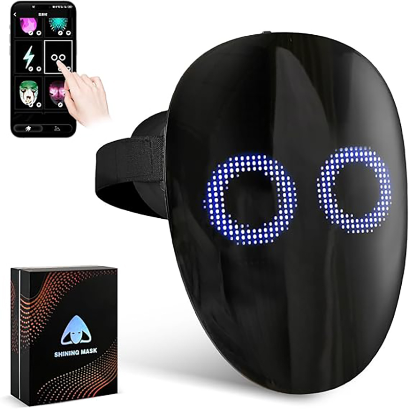 Led Purge Mask Halloween - 音声認識ジェスチャーセンシング付きLEDマスク、プログラム可能なアプリによるマルチパターン表示のライトアップHDマスク