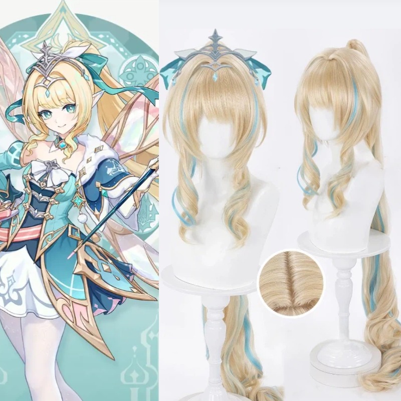 Anime Cosplay Wig Heat Resistant - ゲーム『原神』ヴェスナ・ストリヴォザ コスプレウィッグ ロング120cm ハイポニーテール 耐熱ファイバーウィッグ ハロウィンロールプレイ用