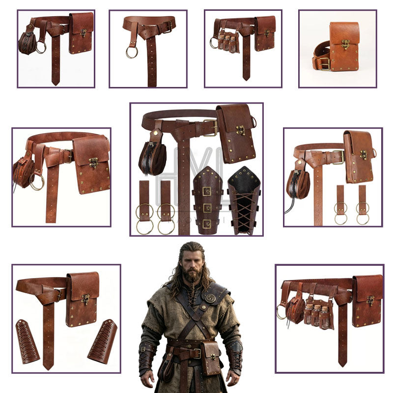 Costumes - 中世バイキングアクセサリーセット レトロスチームパンクコスチューム小道具 ハロウィンコスプレ LARPパーティー ロールプレイング用品 男性女性用