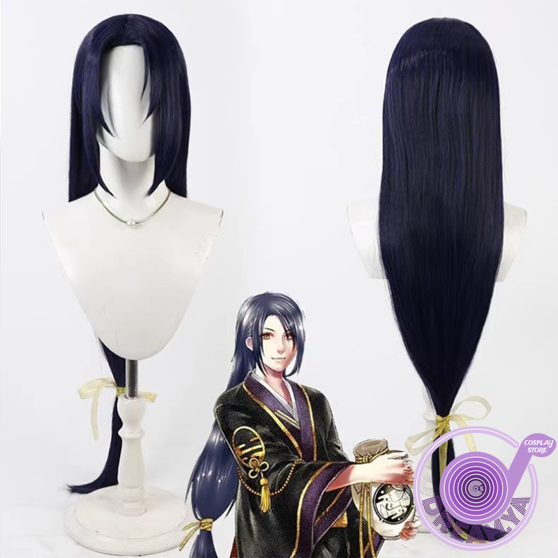 Anime Cosplay Wig Heat Resistant - Jiroutachi コスプレウィッグ 刀剣乱舞 ネイビーブルー ロング人工毛 耐熱性