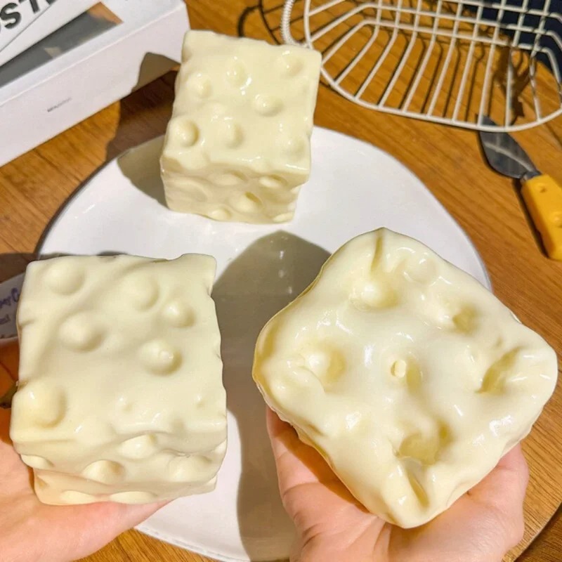 Novelty Gifts - タバ スクイッシー チーズキューブ ストレスボール 形を変えられるスクイーズボール ノンリバウンド感覚フィジェットトイ