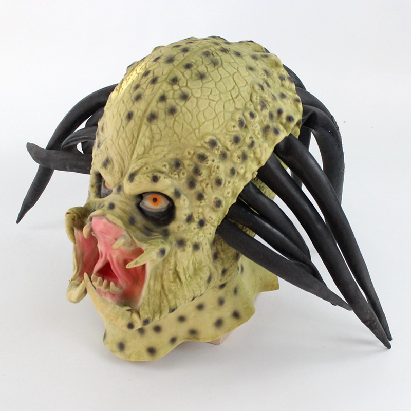 Latex Alien Mask Realistic - ラテックス製プレデターヘッドマスクリアルなエイリアンスタイルフルフェイスヘルメットハロウィンパーティーコスプレ用