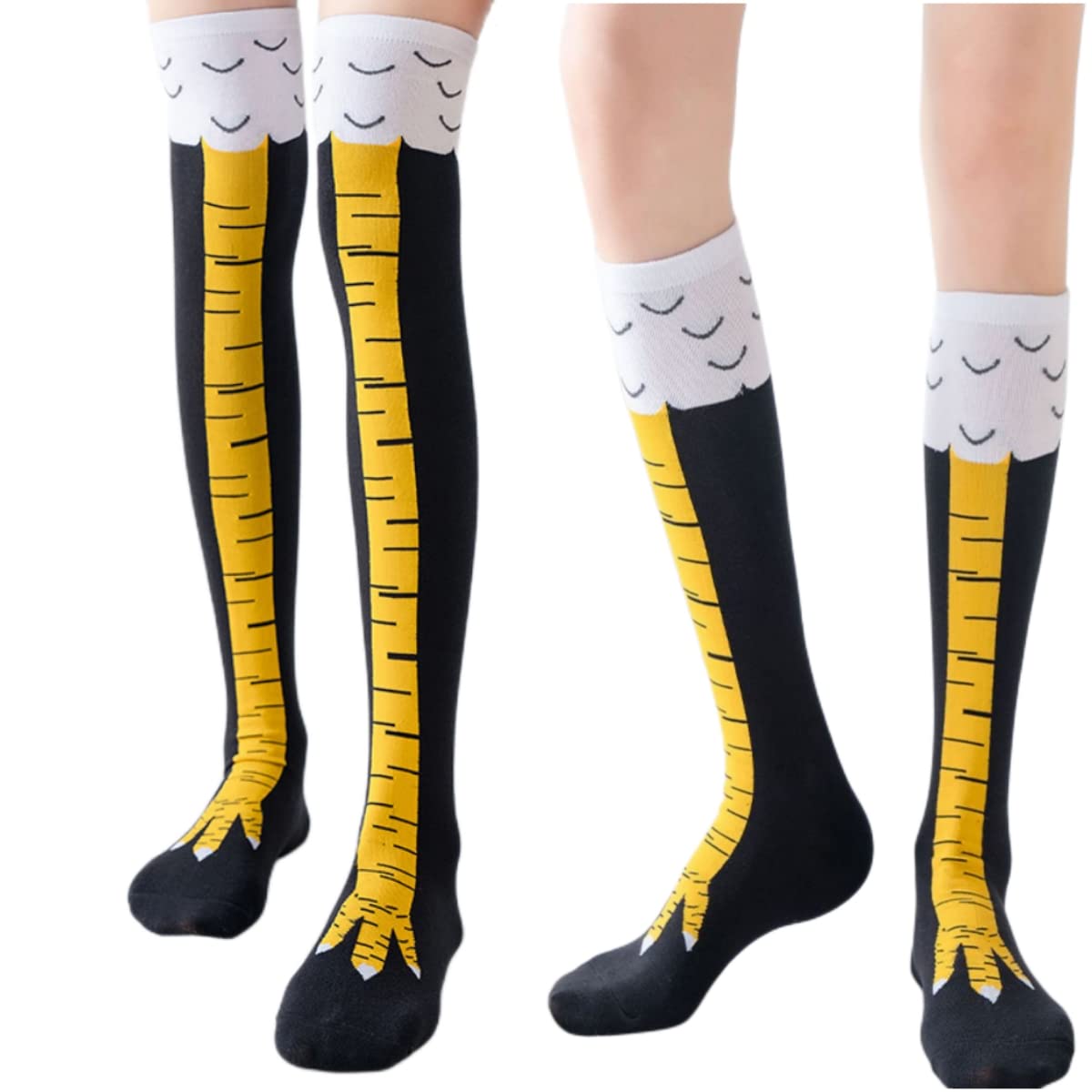 Funny Chicken Leg Socks - 女性用ニーハイソックス,面白い漫画,フィットネス,スポーツ,カジュアル,スリム,ロングチューブ,トレンディ,1ペア,2ペア