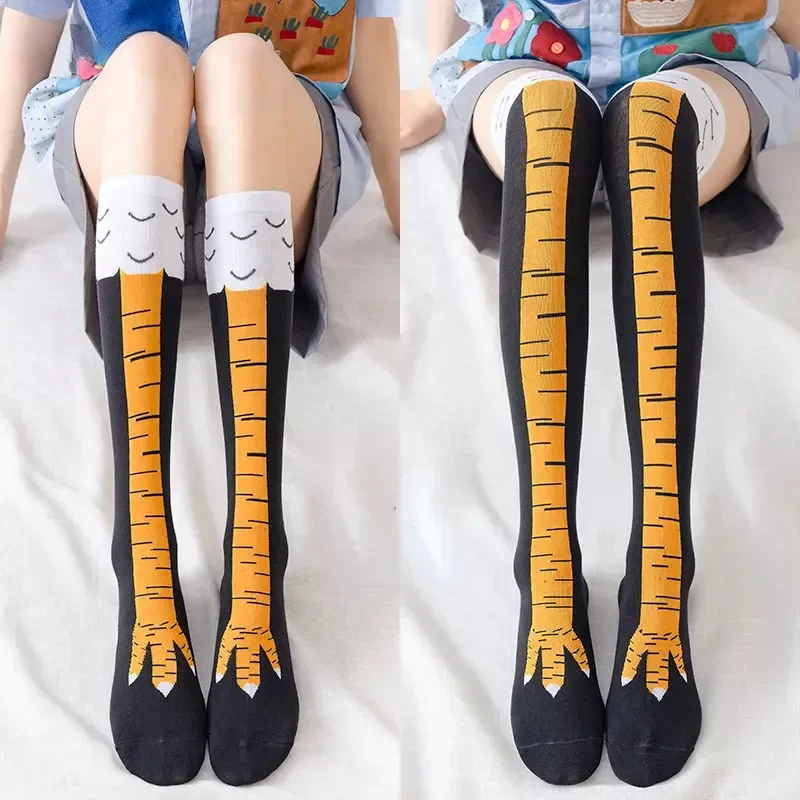 Funny Chicken Leg Socks - 面白い鶏の足ストッキングオーバー膝圧薄脚ロングストッキング女性春秋冬中学生女子靴下