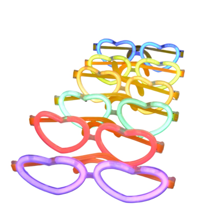 Glow In The Dark Party Glasses - 20 セットお祝い DIY 発光ハート眼鏡蛍光ウェアグロースティックパーティー用品大人子供誕生日ハロウィン