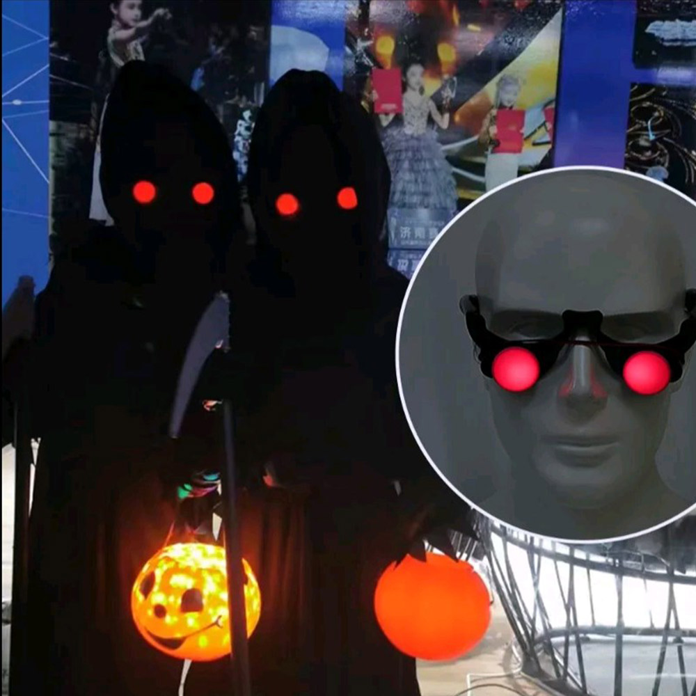 Glow In The Dark Party Glasses - ハロウィーンのホラーレッドアイグラスのアクセサリー、面白い、個性、怖い、トリッキーな目、コスプレのアクセサリー、暗闇で光る