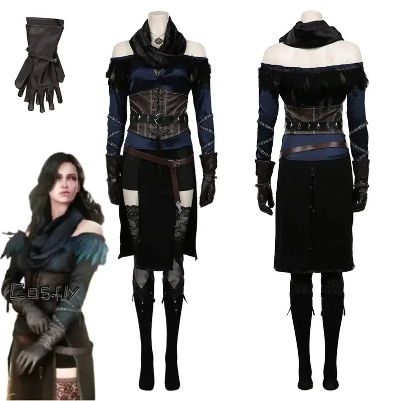 Medieval Renaissance Dress Women - イェネファーコスプレファンタジア衣装変装女性女の子服ロールプレイ中世衣装女性ハロウィンカーニバルスーツ