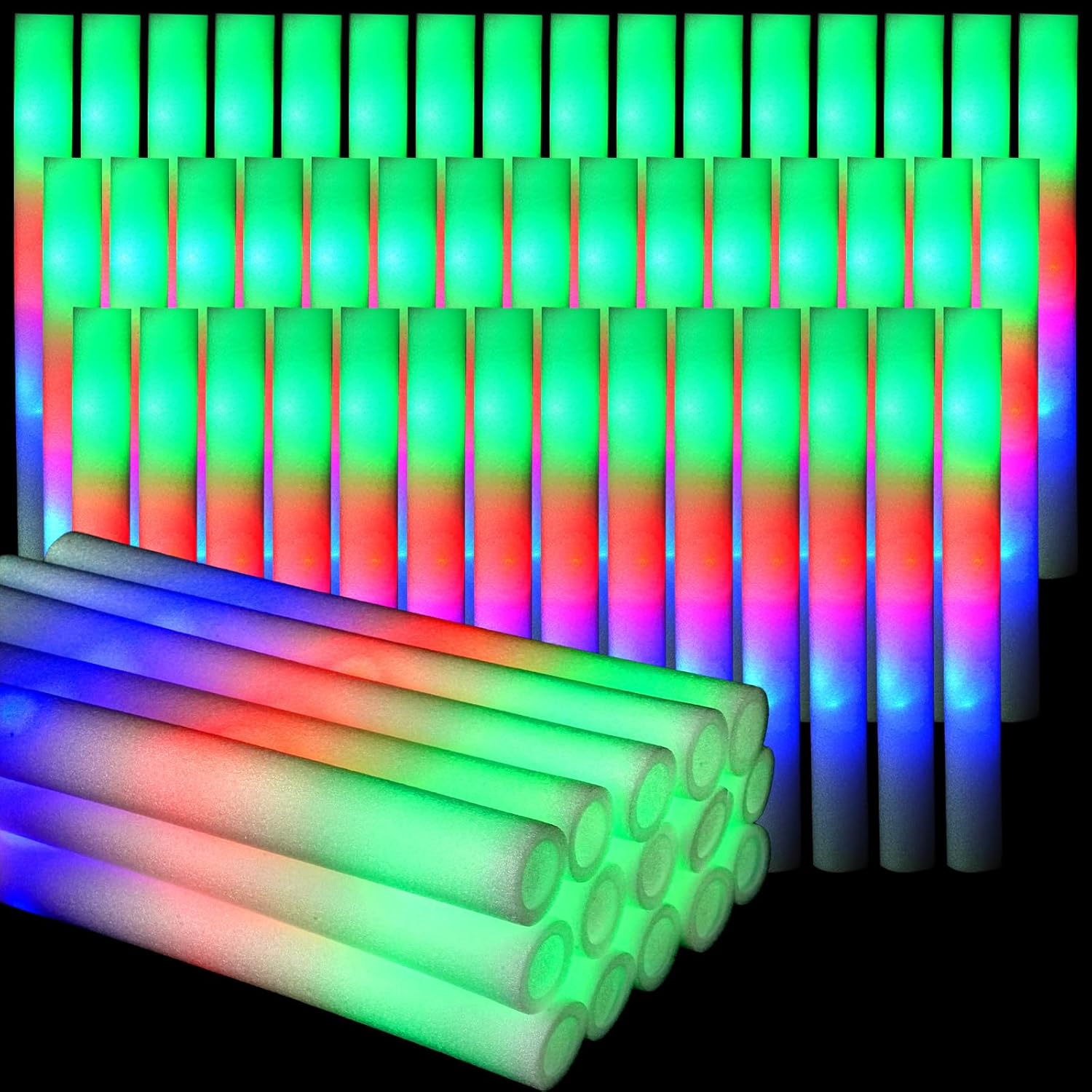 Flashing Led Foam Sticks Party - 102個 LEDフォームスティック チアチューブ ウェディングバトン ワンド 3モード