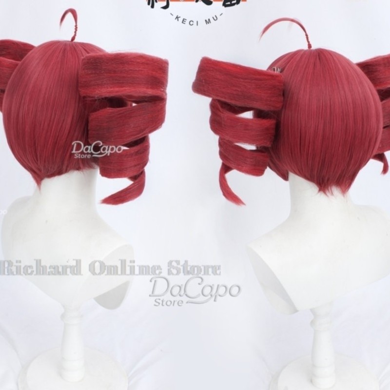 Anime Cosplay Wig Heat Resistant - 6種類のカサネテトアニメコスプレウィッグ、フルスタイル、女性用ピンクレッドポニーテール、耐熱性テトウィッグ、ロングカーリーポニーテール