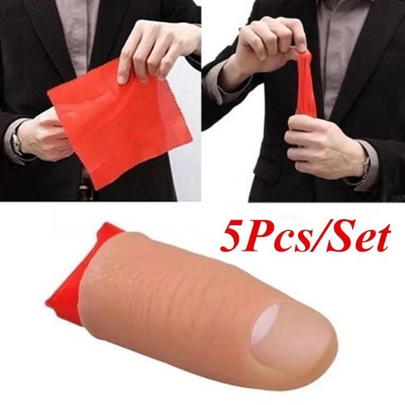 Thumb Tip Magic Trick Set - 5個/セット 偽物 ソフトサムチップ 指クローズアップ ステージマジック トリック