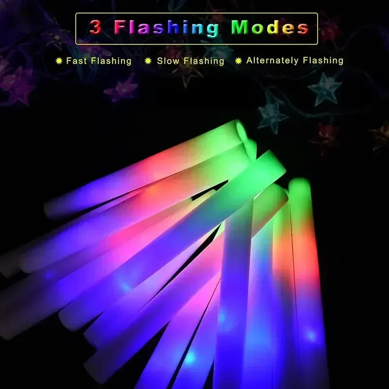 30本入りフォームグロースティック、3つのモード搭載、カラフ - Flashing Led Foam Sticks Party のレビューと価格