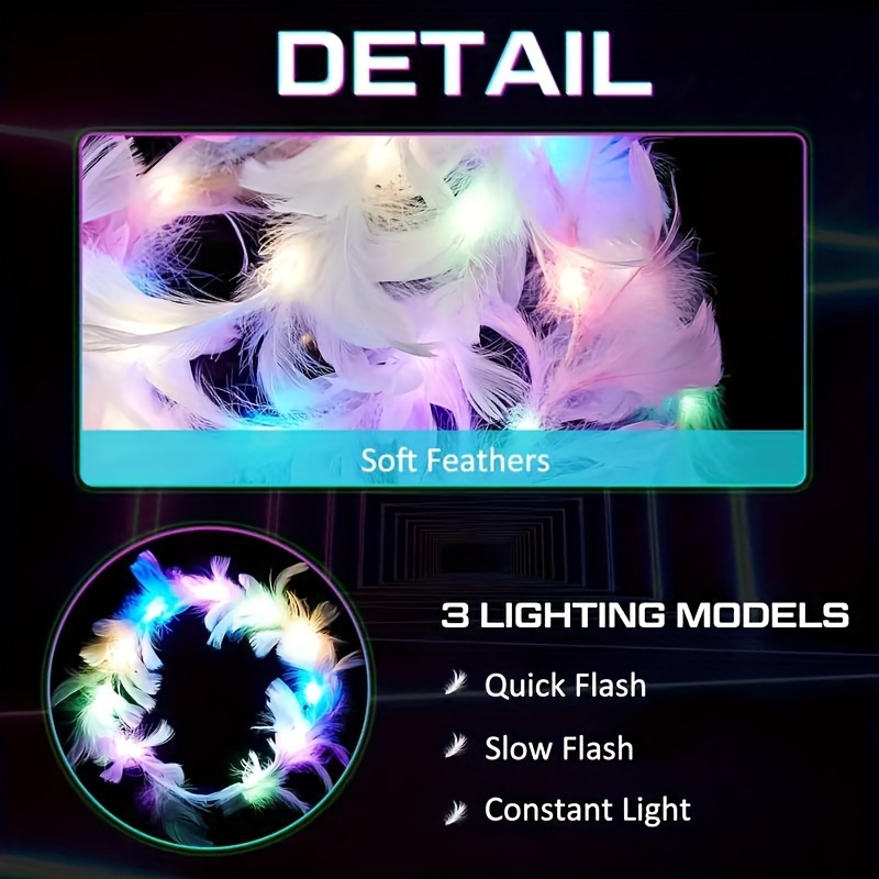 LEDフェザーリースクラウンヘッドバンド、ライトアップヘッド - Glow In The Dark Party Glasses のレビューと価格