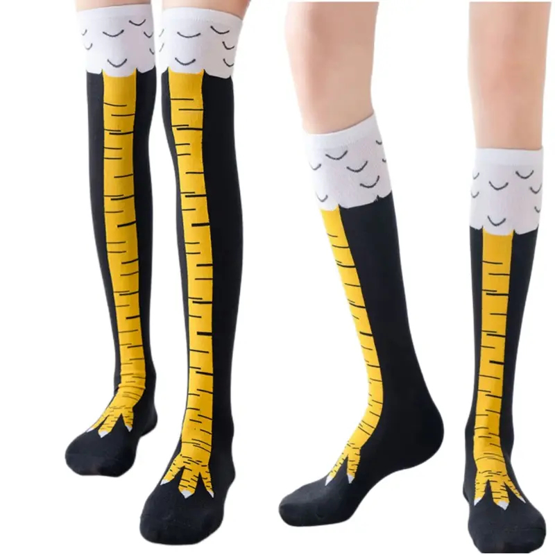 1/2/4 ペア女性ニーハイソックストレンディな漫画面白い鶏 - Funny Chicken Leg Socks のレビューと価格