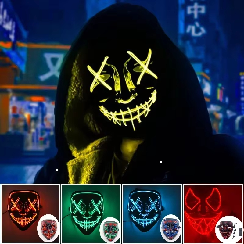 ワイヤレスLEDネオンマスク,ハロウィーン,仮面舞踏会,カー - Led Purge Mask Halloween のレビューと価格