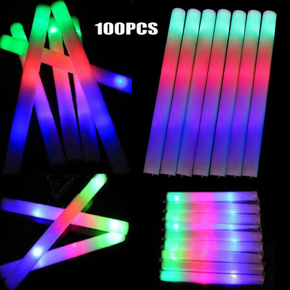 グロースティック バルク100本入り LEDライトアップフォ - Flashing Led Foam Sticks Party のレビューと価格