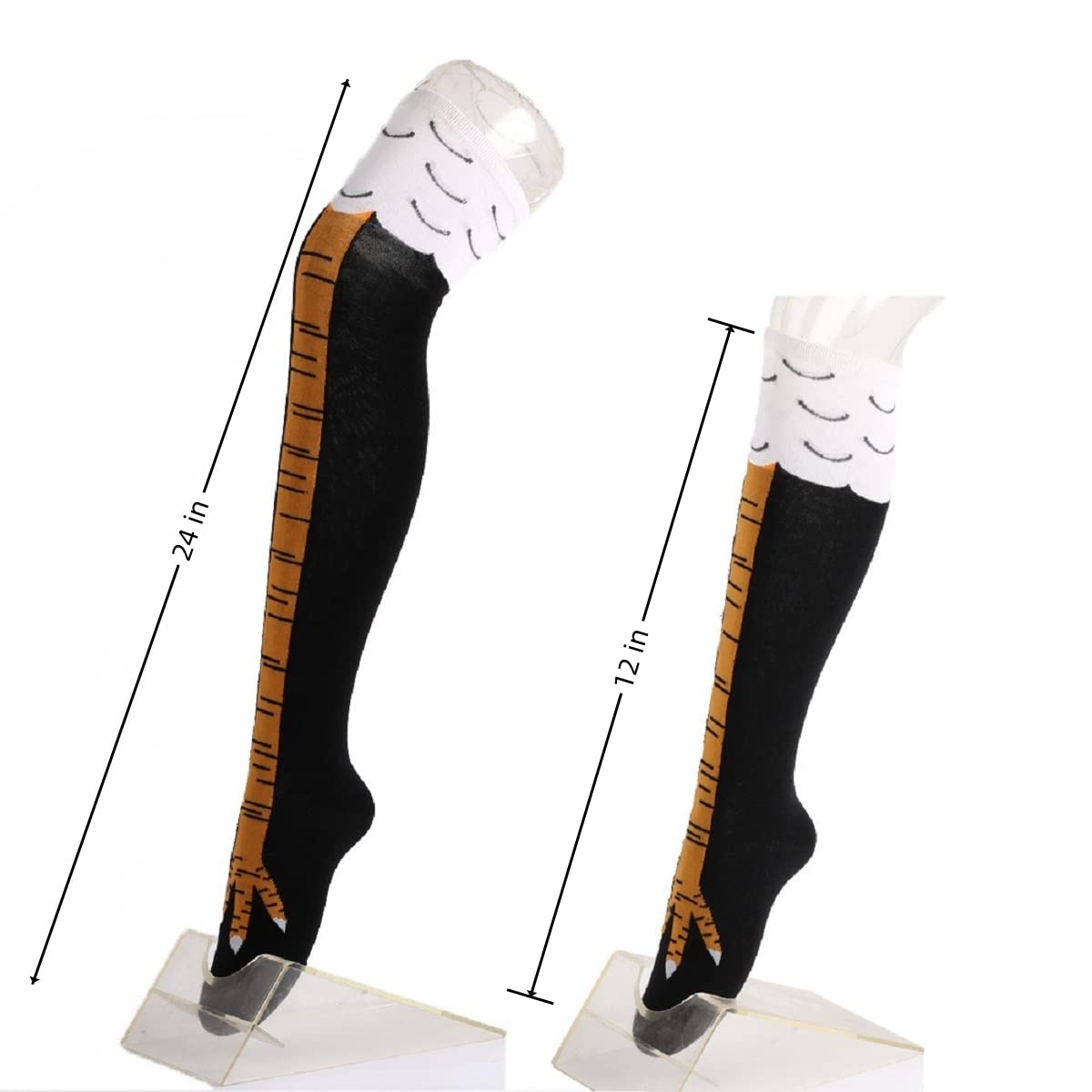 女性腿の高ストッキング鶏の足プリントロングソックスオーバーニ - Funny Chicken Leg Socks のレビューと価格