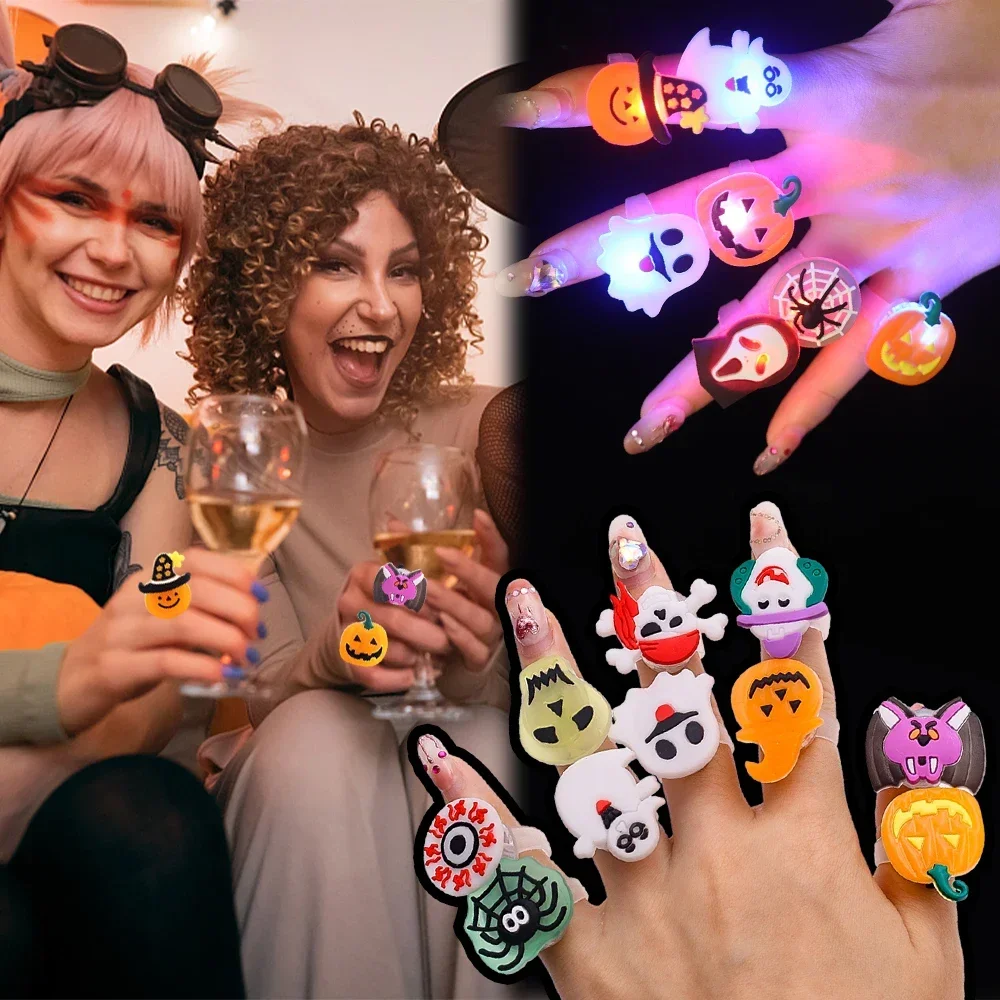 子供のための明るいハロウィーンの指輪、かわいいカボチャ、ゴー - Glow In The Dark Party Glasses のレビューと価格