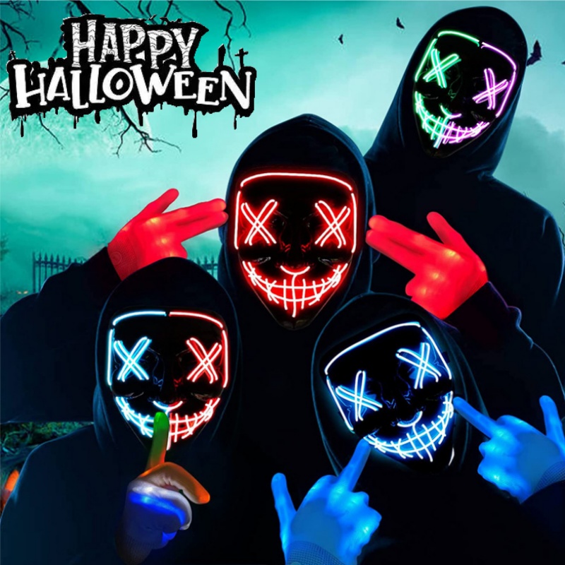 怖いハロウィンコスプレライトアップパージマスクハロウィン仮面 - Led Purge Mask Halloween のレビューと価格