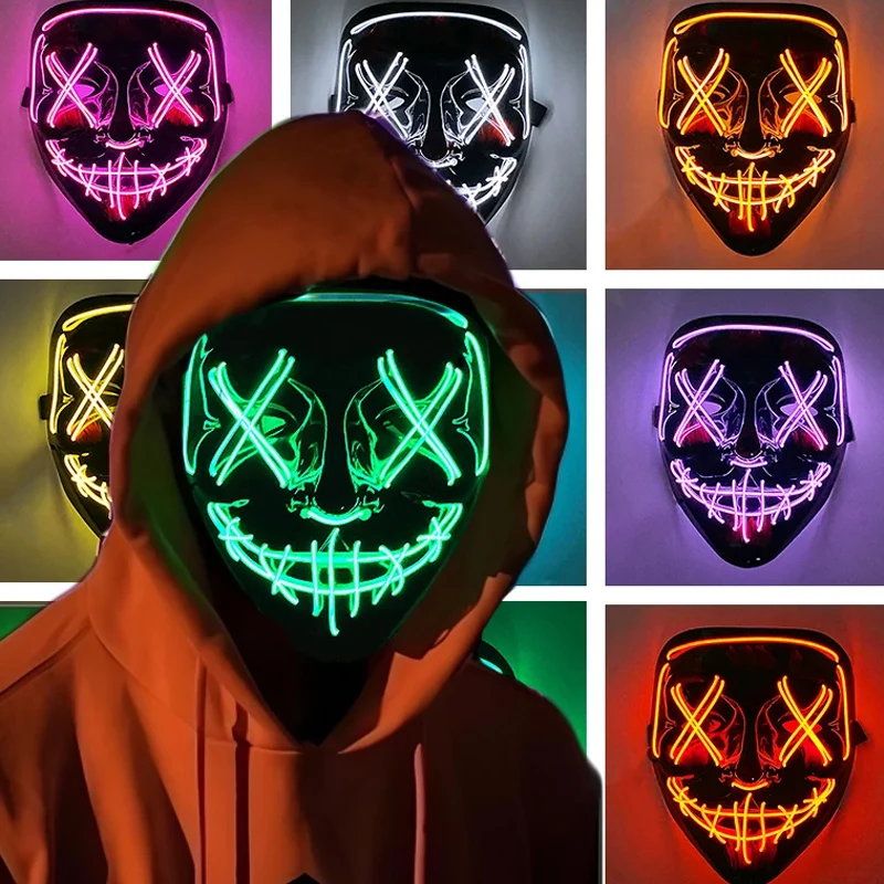 怖いハロウィンコスプレライトアップパージマスクハロウィン仮面 - Led Purge Mask Halloween のレビューと価格