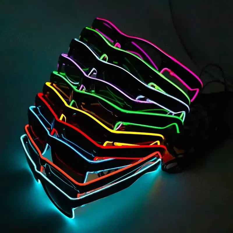 ネオンLED光るサングラス カラフルELワイヤーライトアップ - Glow In The Dark Party Glasses のレビューと価格