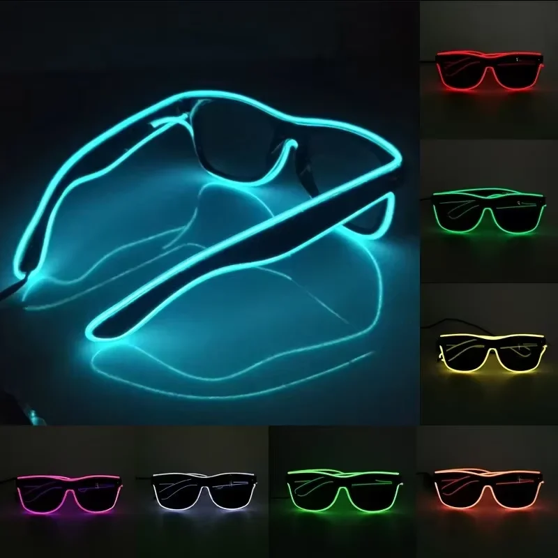 ネオンLED光るサングラス カラフルELワイヤーライトアップ - Glow In The Dark Party Glasses のレビューと価格