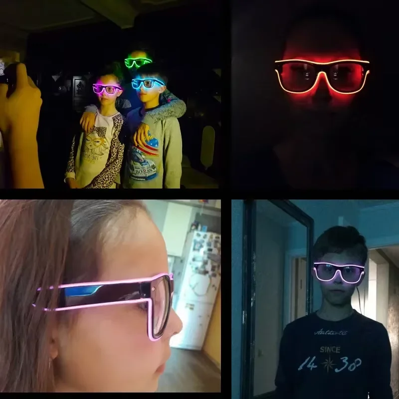 ネオンLED光るサングラス カラフルELワイヤーライトアップ - Glow In The Dark Party Glasses のレビューと価格