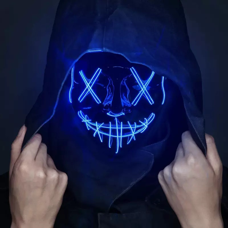 LED発光ブラックV字型マスク、仮面舞踏会応援グッズ、ELゴ - Led Purge Mask Halloween のレビューと価格