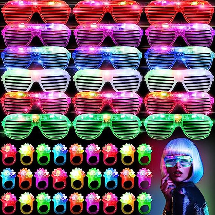 10-50 個 LED メガネライトアップメガネ 6 ネオン - Glow In The Dark Party Glasses のレビューと価格