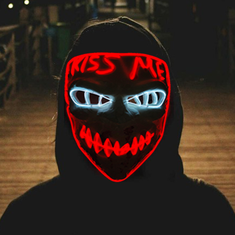 ハロウィーンのためのきらびやかなコスプレワイヤー付きネオンマ - Led Purge Mask Halloween のレビューと価格