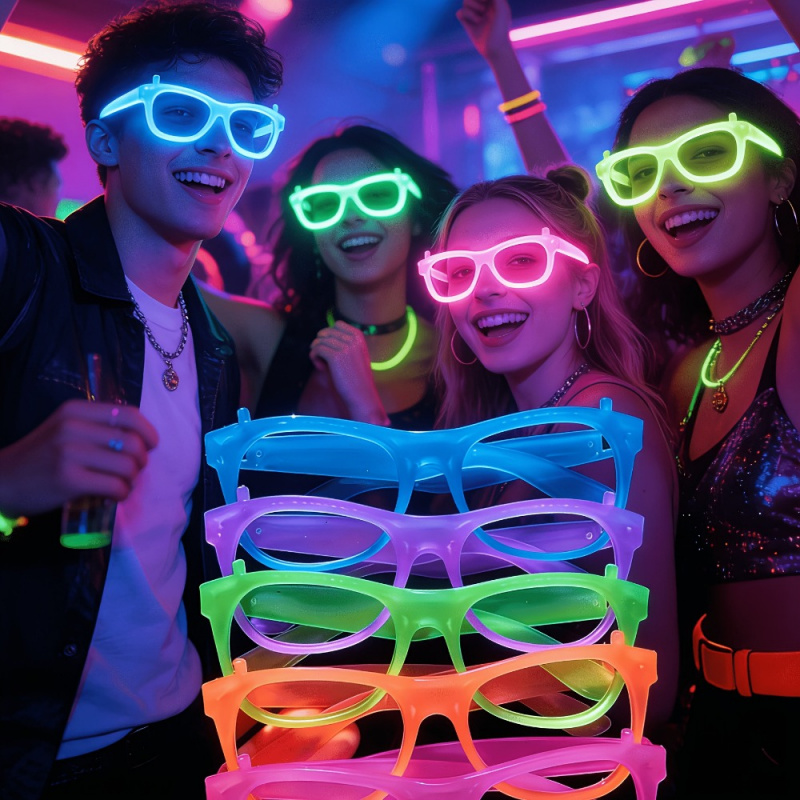 2/12個入り 暗闇で光るネオングラス レンズなし 発光グラ - Glow In The Dark Party Glasses のレビューと価格