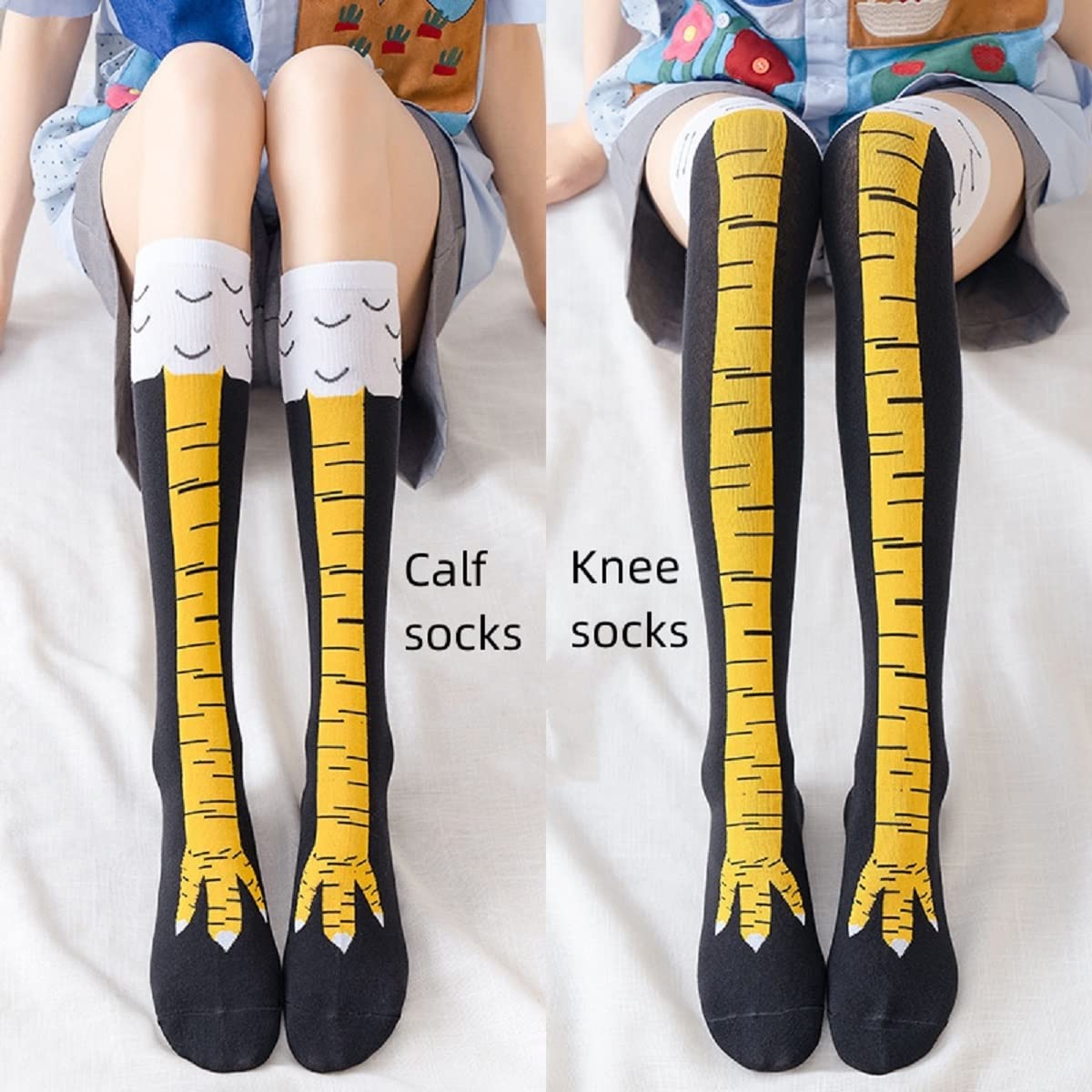 女性用ニーハイソックス,面白い漫画,フィットネス,スポーツ, - Funny Chicken Leg Socks のレビューと価格
