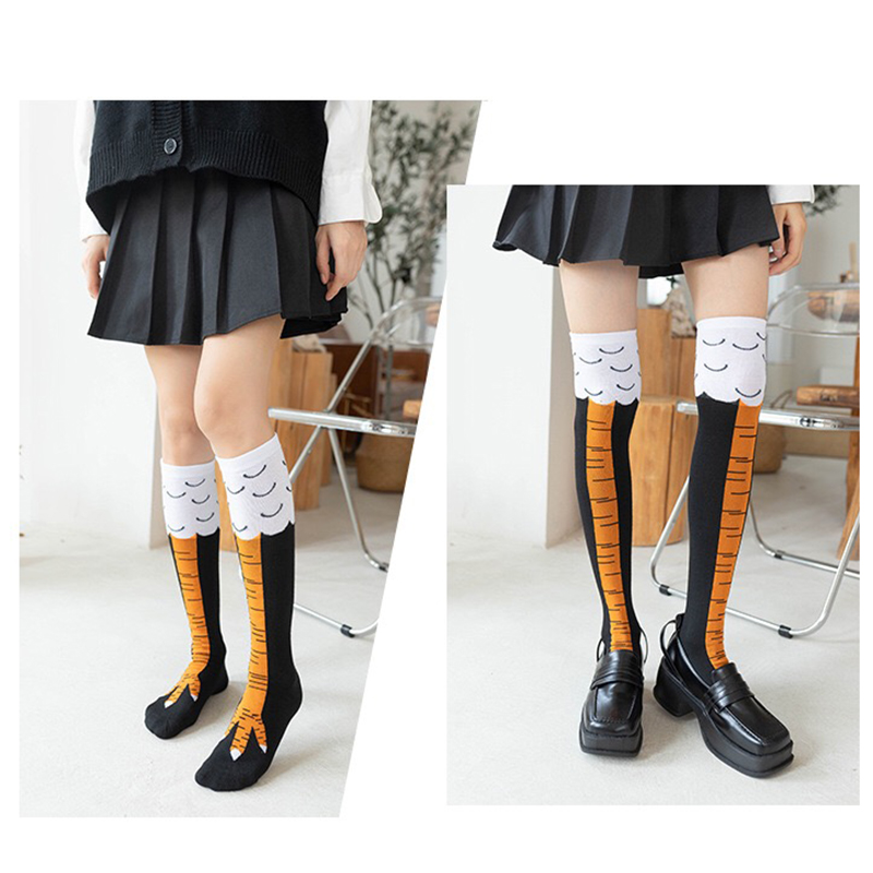 女性用チキンパウソックス アニメチキンクロウロングソックス  - Funny Chicken Leg Socks のレビューと価格