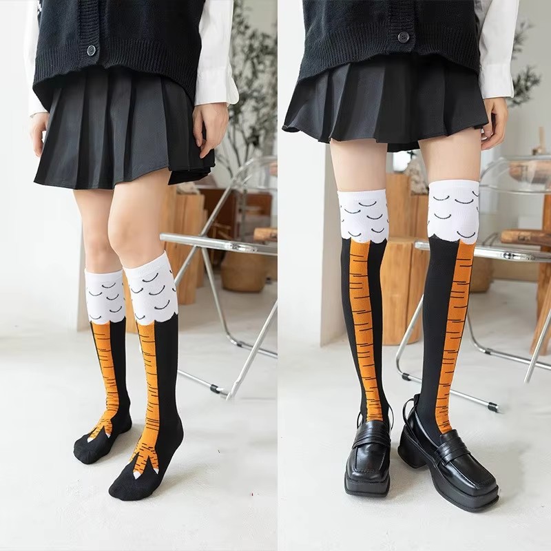1/2/3 個おかしい鶏の足ストッキング膝上圧力細い脚ロング - Funny Chicken Leg Socks のレビューと価格