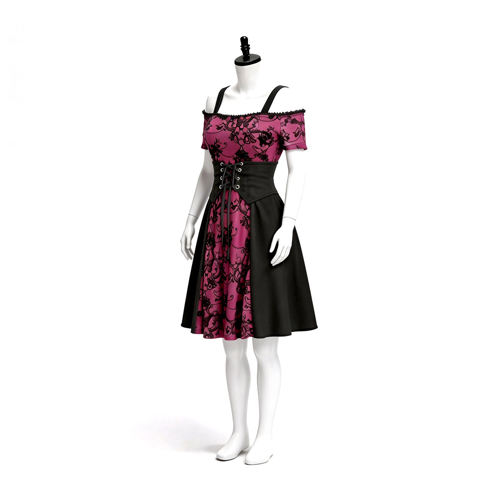 2026 女性の中世ゴシックパンク赤黒ダークプリントタンクド - Medieval Renaissance Dress Women のレビューと価格