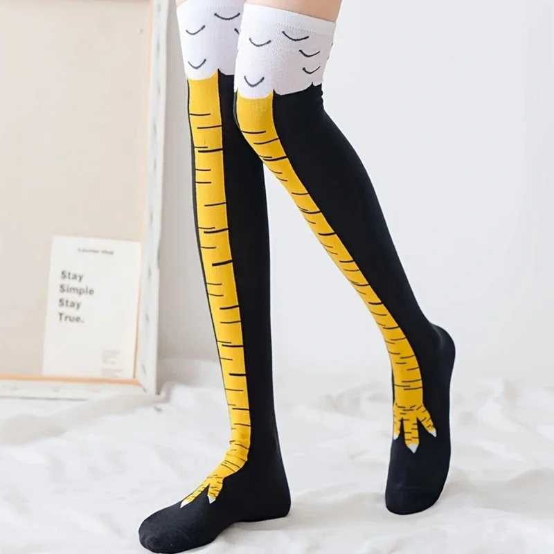 1/2ペアチキンポウズフットロングソックス女性用オーバーニー - Funny Chicken Leg Socks のレビューと価格