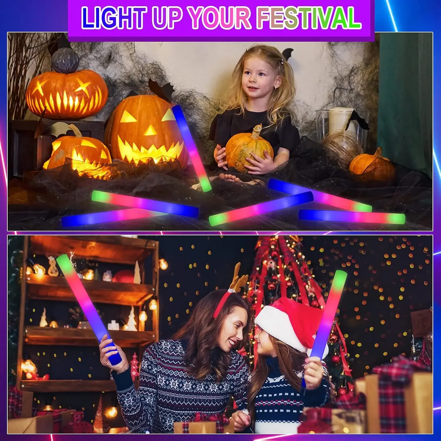 2Z-50個入り LEDフォームグロースティック クリスマス - Flashing Led Foam Sticks Party のレビューと価格